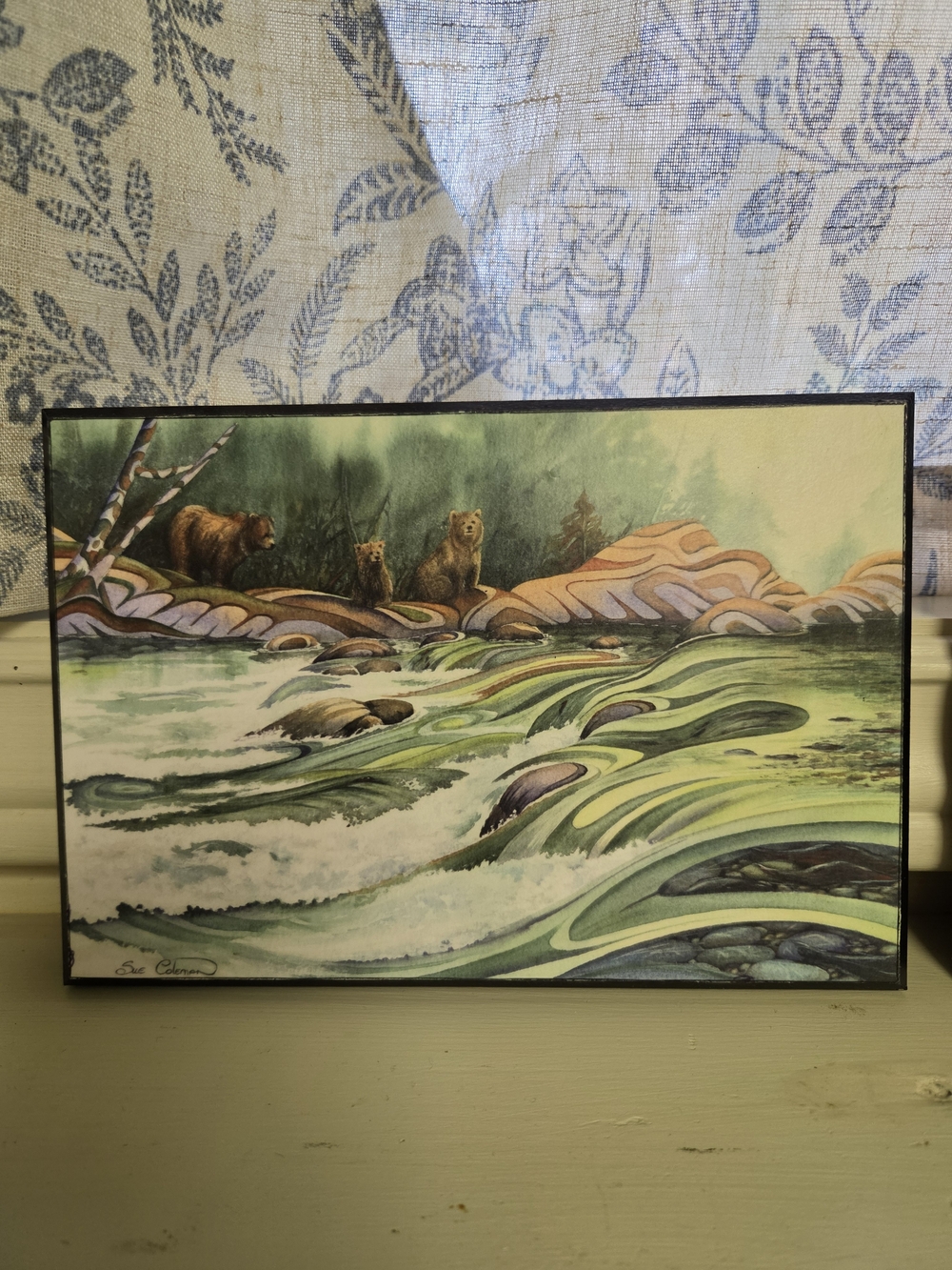 Sue Coleman Wild River Bears and Wolf Wooden Plaks
